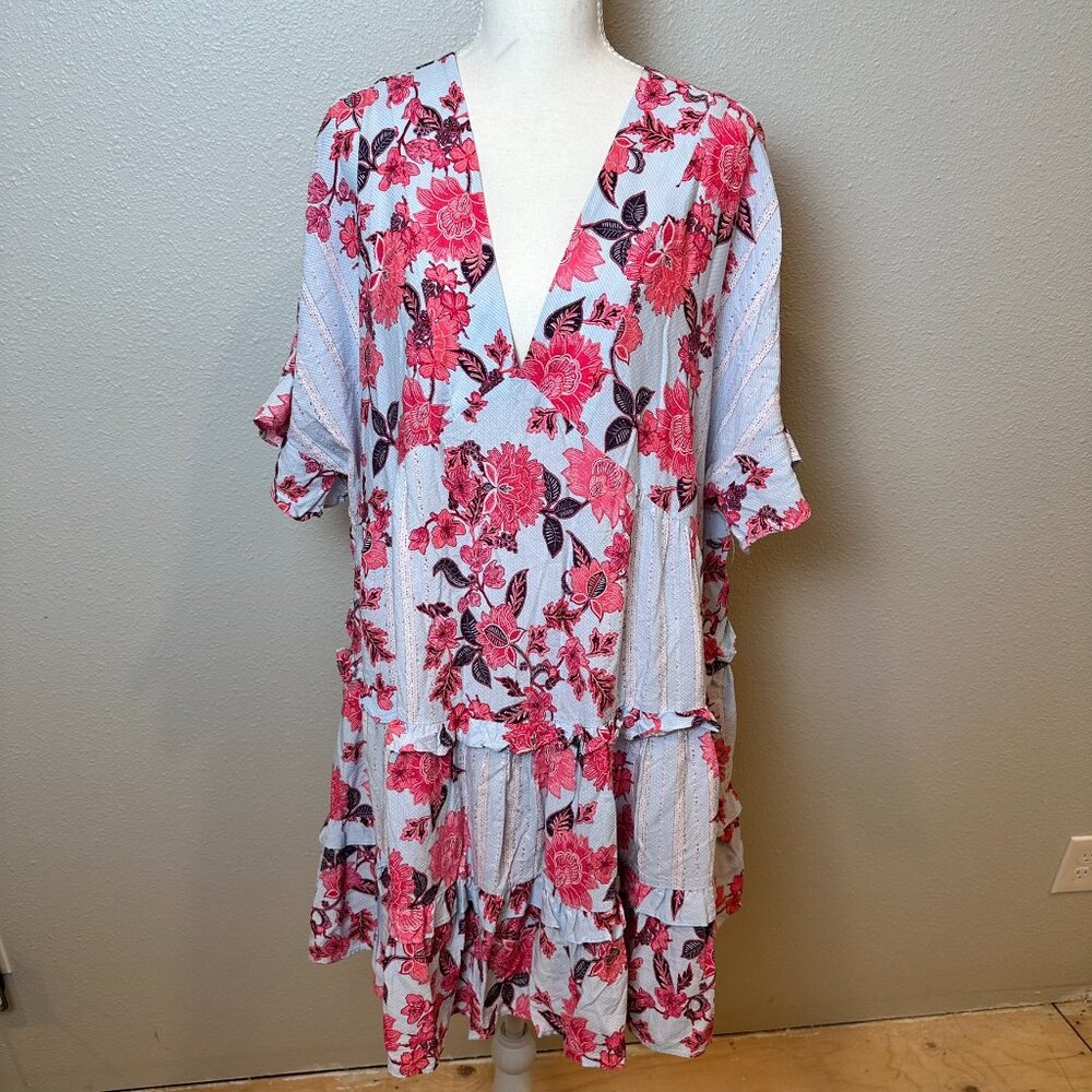Aveology floral tiered ruffle tunic dress Size 14/16